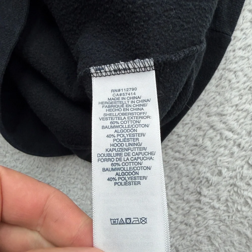 True Religion Mens Black Zip Up Hoodie Horseshoe‎ Logo Tape Sleeve Sweatshirt S